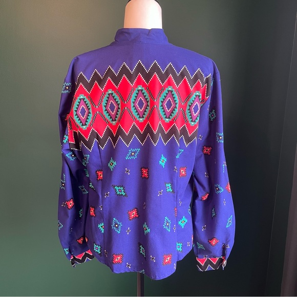 Vintage 90’s Roughrider Western Shirt Aztec Cowgirl Country Top - Picture 10 of 13